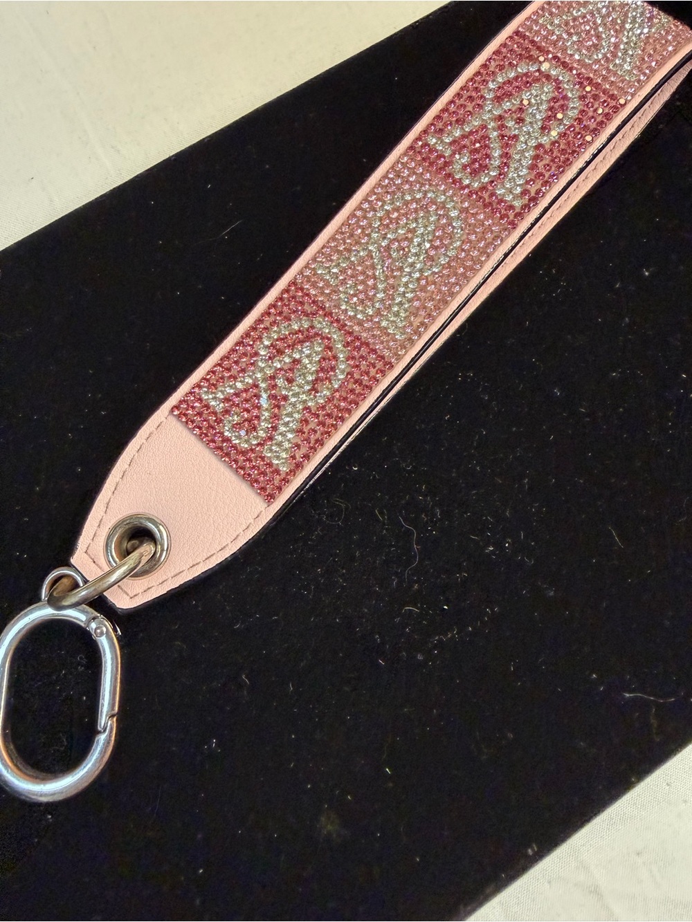 Pink Crystal-Embellished Key Strap